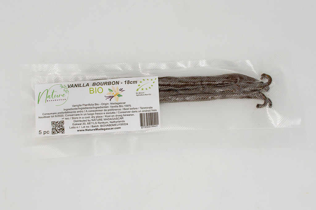 Organic Bourbon Black Vanilla Pods Gourmet - 15 - 18 cm